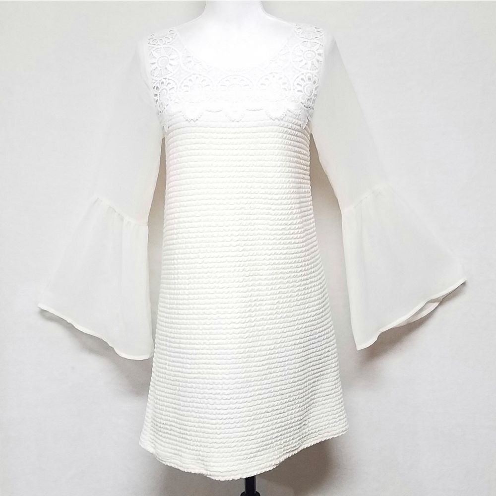 Flying tomato boho bell sleeve dress cream ribbed - Picture 2 of 8